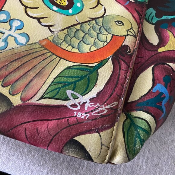 Artistic Expressions By Sharif 1827 Hand Painted Genuine Leather Bag - Picture 16 of 16